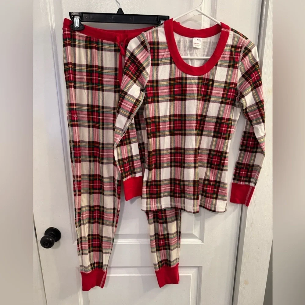 Hanna Andersson Holiday Plaid 2 Piece Pajama Set Womens Medium